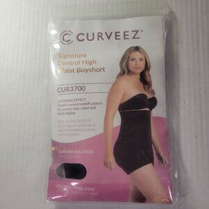 Curveez Black High Waist Slimming Boyshorts CUR3700  Seamless Shapewear Size XL
